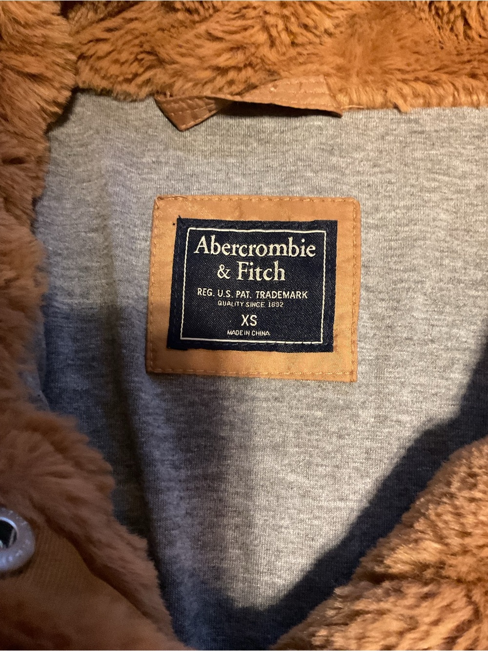 Abercrombie & Fitch Brown Faux Shearling Puffer Jacket